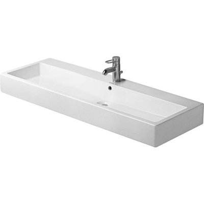 Lavabo de salle de bain mural rectangulaire en céramique avec trop-plein Vero