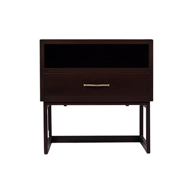 Lendora 60cm W Bedside Table, Brown, Midnight Black
