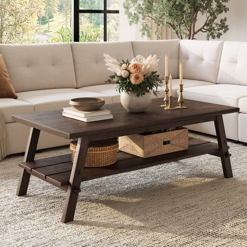 Table basse en bois massif, Marron foncé