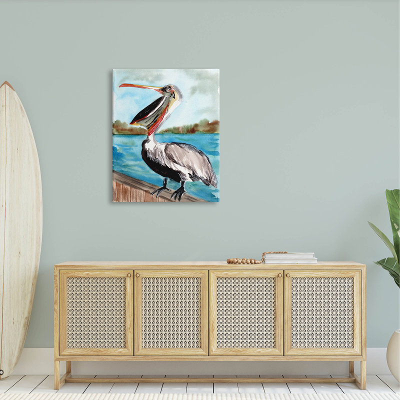 "Nautical Pelican Bird Beak", art mural par Sebastian Grafmann, H 40 po x l 30 po x P 1,5 po