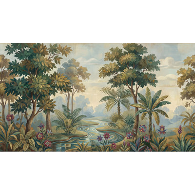 Décoration murale paysage paysage forêt luxuriante amovible feuillage tropical