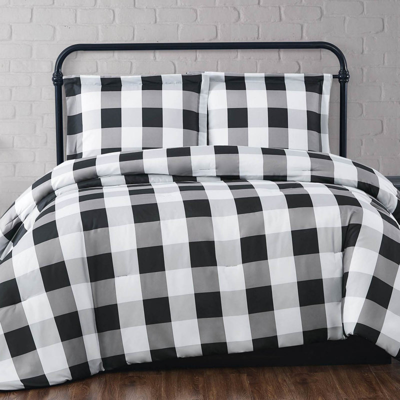 Ensemble de housse de couette en microfibre Buffalo, Housse de couette lit simple TG et 1 taie décorat, Noir