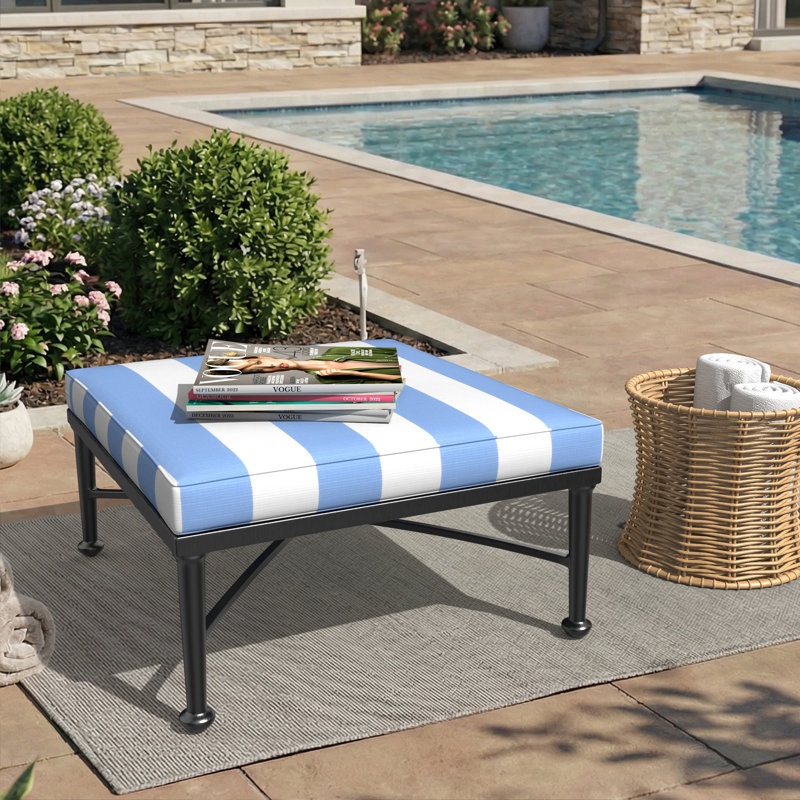 Sunbrella® Outdoor Ottoman Seat Cushion, 20" W x 22" D, Refuge Ocean