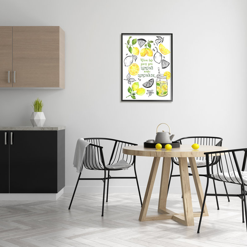 Ba-995 - Cadre de cuisine limonade encadré sur bois par By the Lakeside, Giclée encadrée noir minuit
