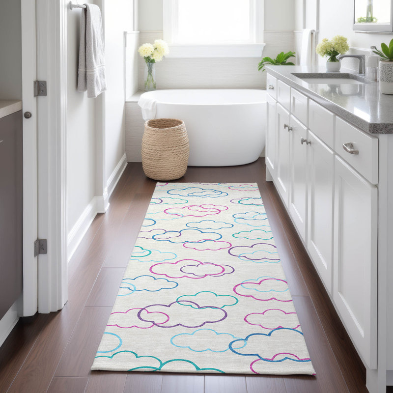 Machine Washable Indoor/Outdoor Chantille ACN2508 Kids Rug, Runner 2'3" x 7'6", Ivory