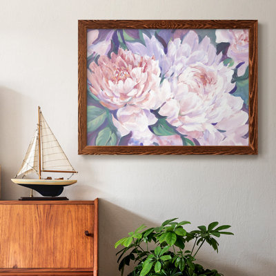 Pe pivoines en fleurs I, peinture sur toile encadrée