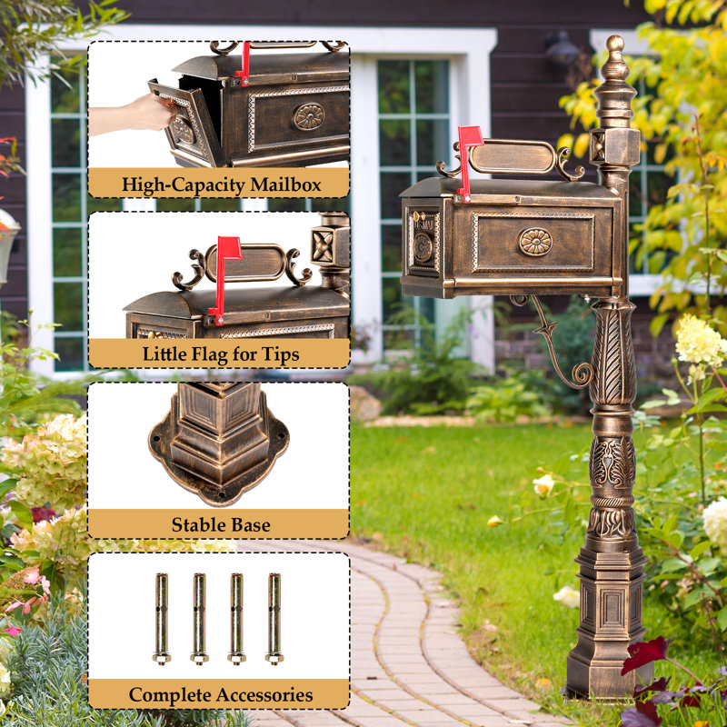 Metal Post Mounted Mailbox