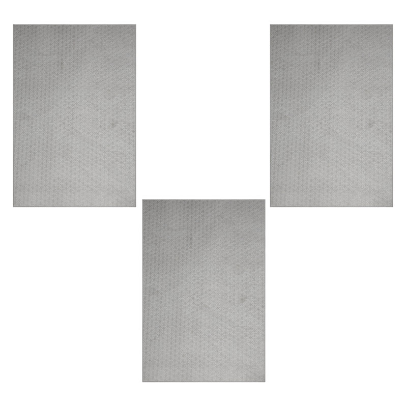 Tapis gris en polyester touffeté à la machine Mauritz, Rond 3 pi