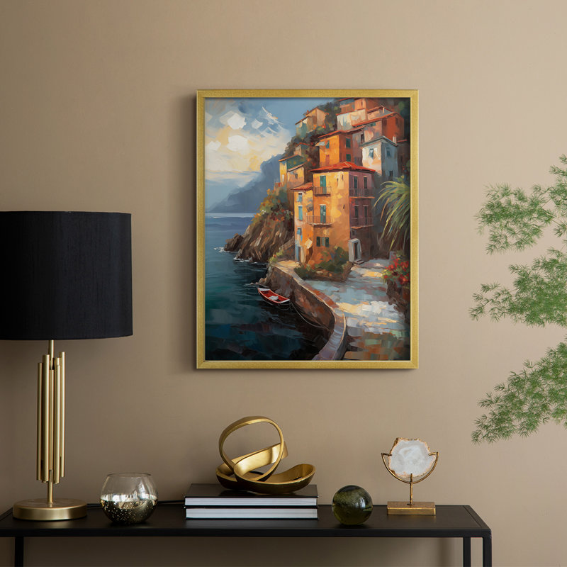 LANDSCAPES Series CCLXII Framed Print - Solid Wood, 30" H x 24" W, Gold