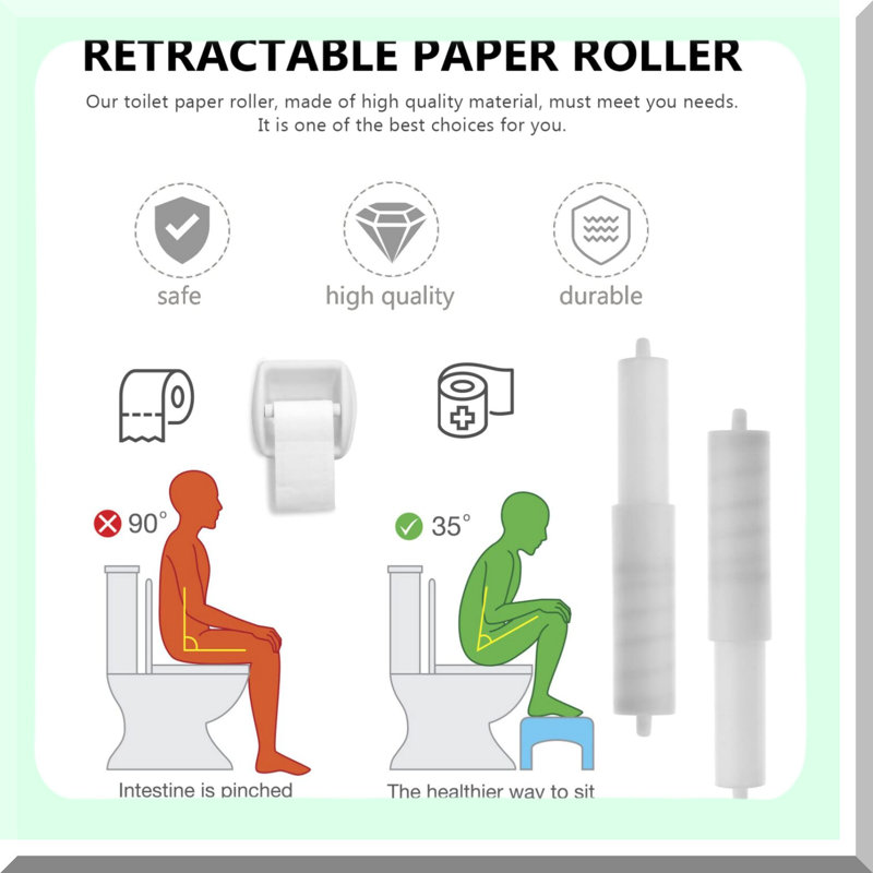 SpringFlex Paper Roller Duo - White Plastic Spindle Replacement for Tissue Holders