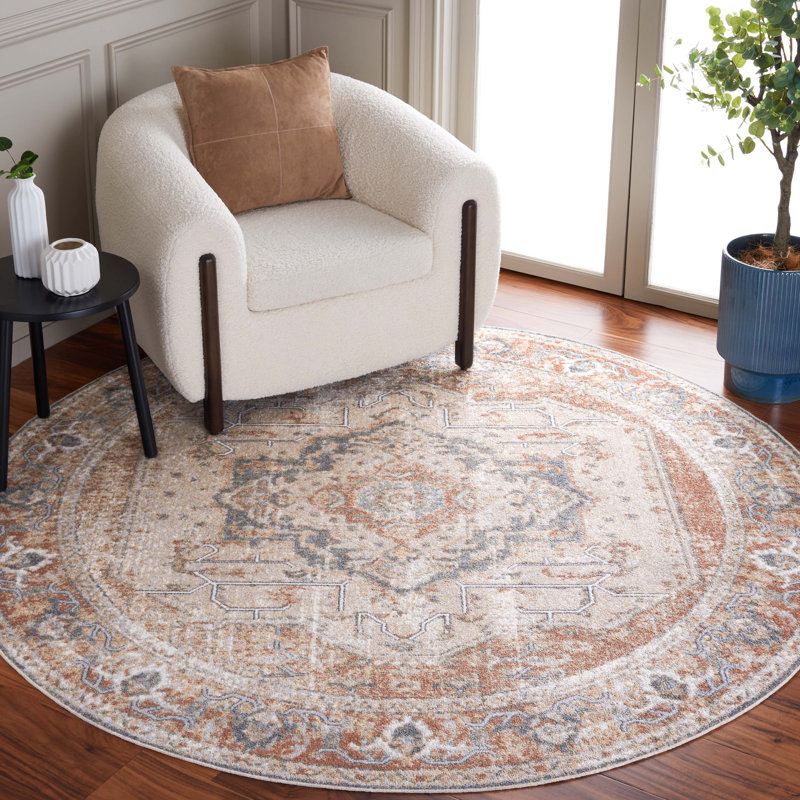 Ortraud Performance Machine Washable Oriental Rug, Round 6'7"
