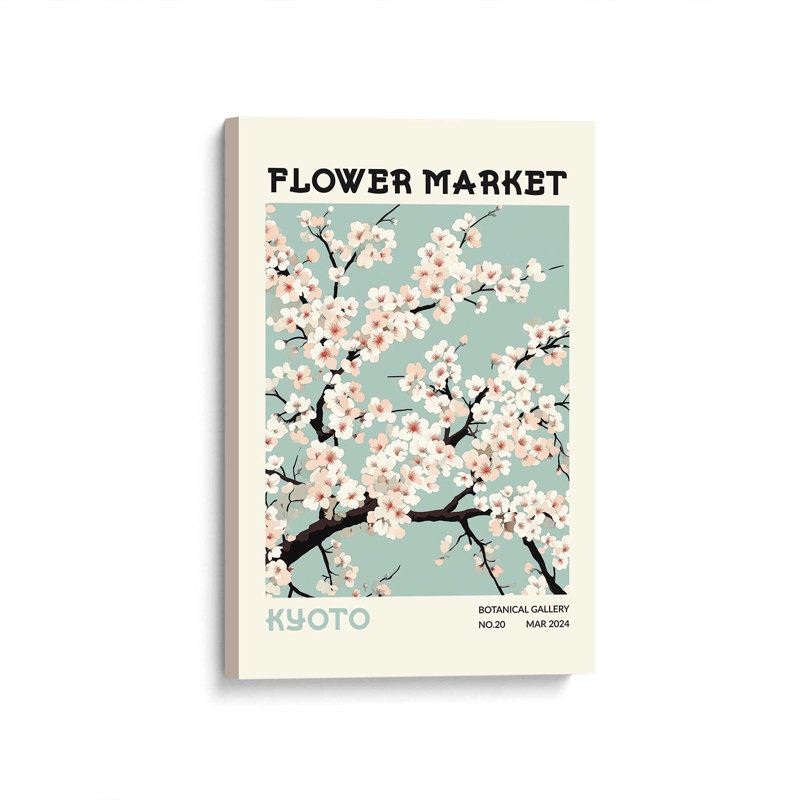 Marché aux fleurs de Kyoto, Toile tendue, H 36 po x l 24 po