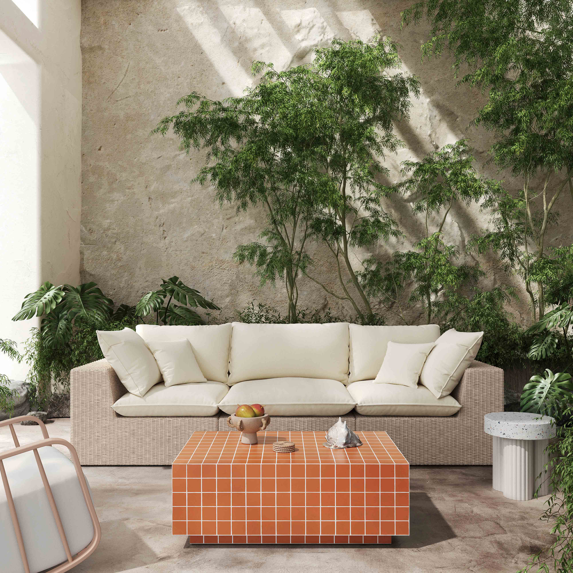 Mixie Tile Indoor / Outdoor Coffee Table, Orange