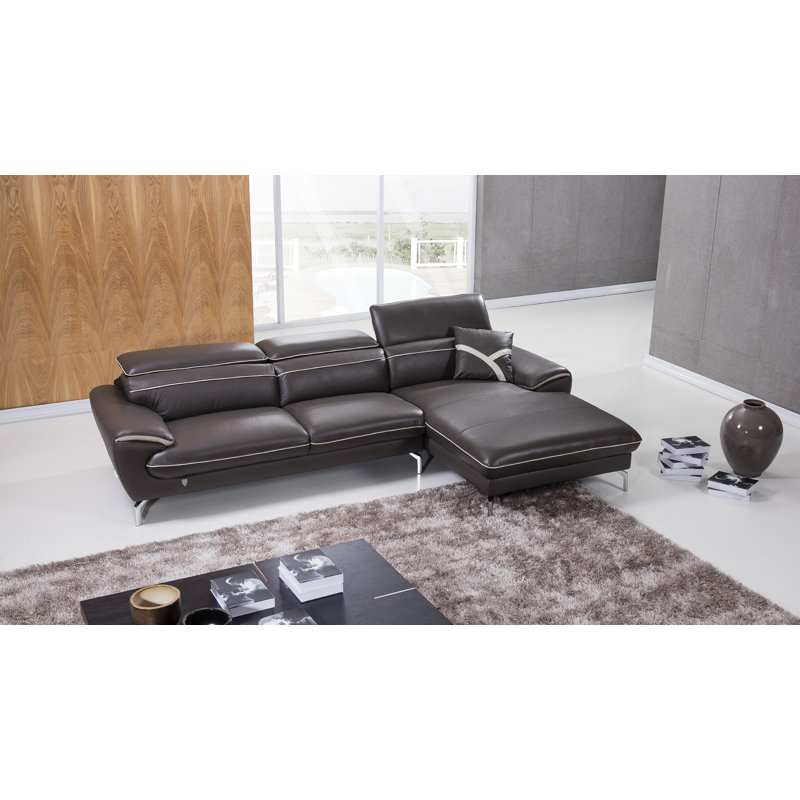 Canapé modulaire en cuir véritable de 117 po Bahamas, Face à la droite