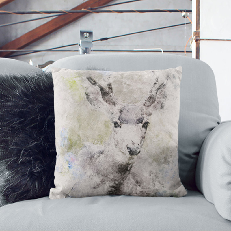 Resting Deer Cushion with Filling, 40cm H x 40cm W x 15cm D