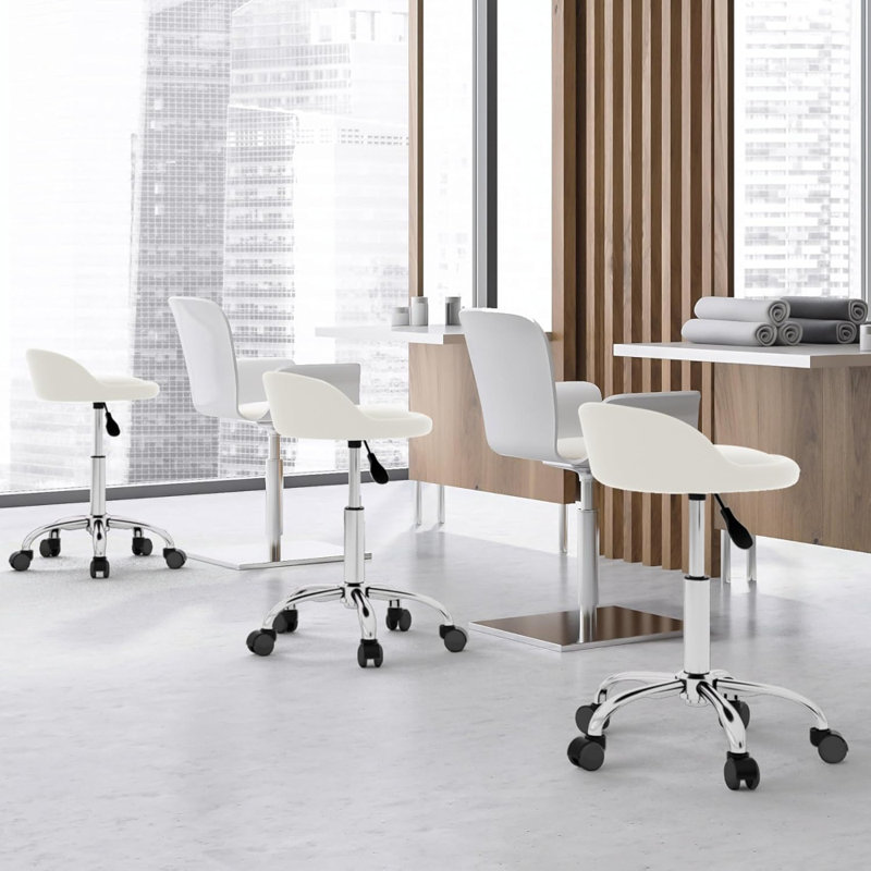 Tabouret de bureau pivotant réglable avec dossier en polyuréthane