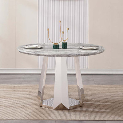 47" Round Marble Dining Table