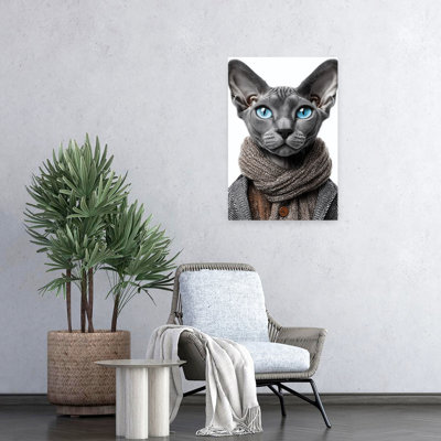 Dapper Sphynx Cat Contemporary Cat Wall Art