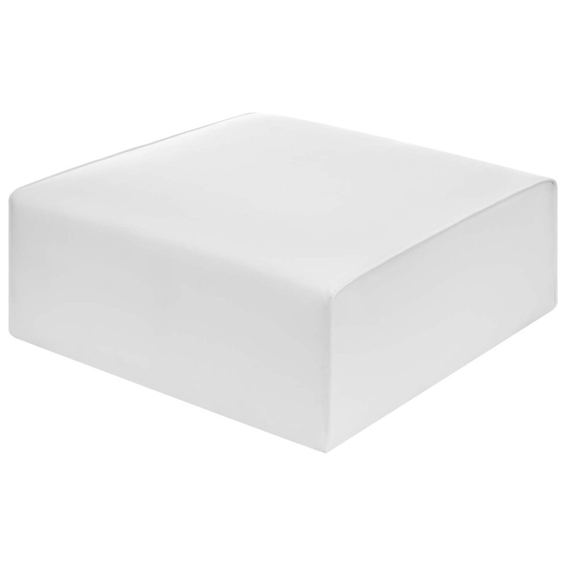 Repose-pieds en velours gris Mingle Performance, Similicuir blanc