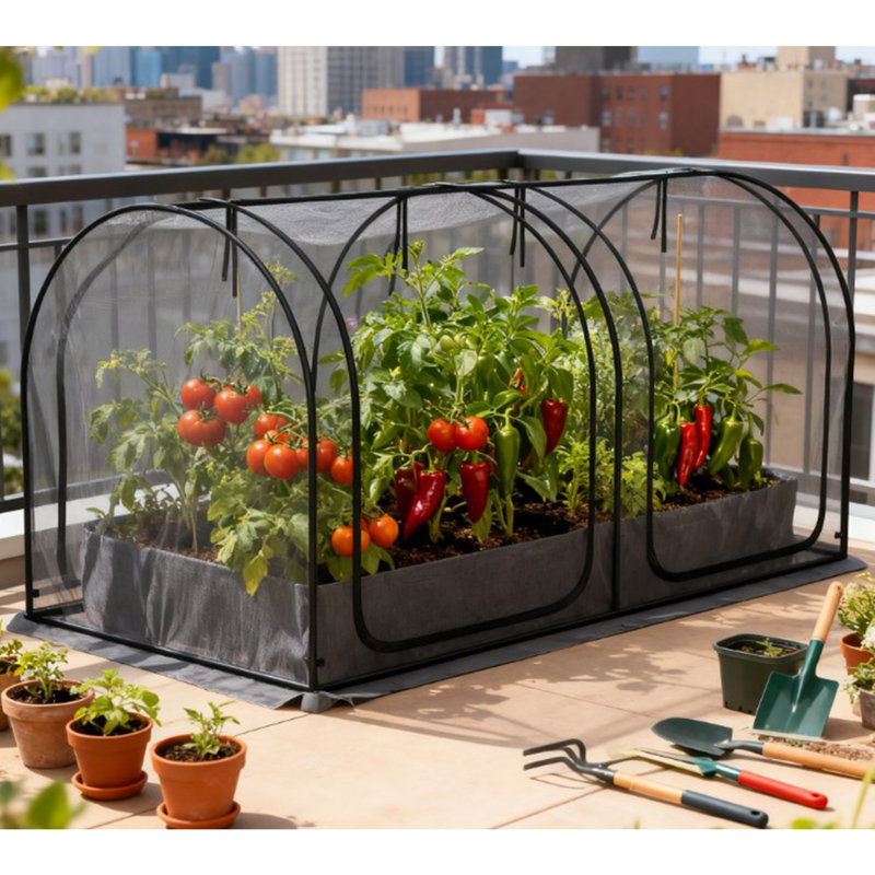 Tente de protection des plantes, cage de culture avec deux portes à fermeture à glissière, sac de rangement et piquets de sol, pour jardin, cour, pelouse