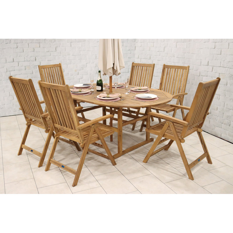 FSC 1 Turnbury 7pc Dining Set - Turnbury 120/180 x 120cm Extension Table with 6 Manhattan Recliner Chairs