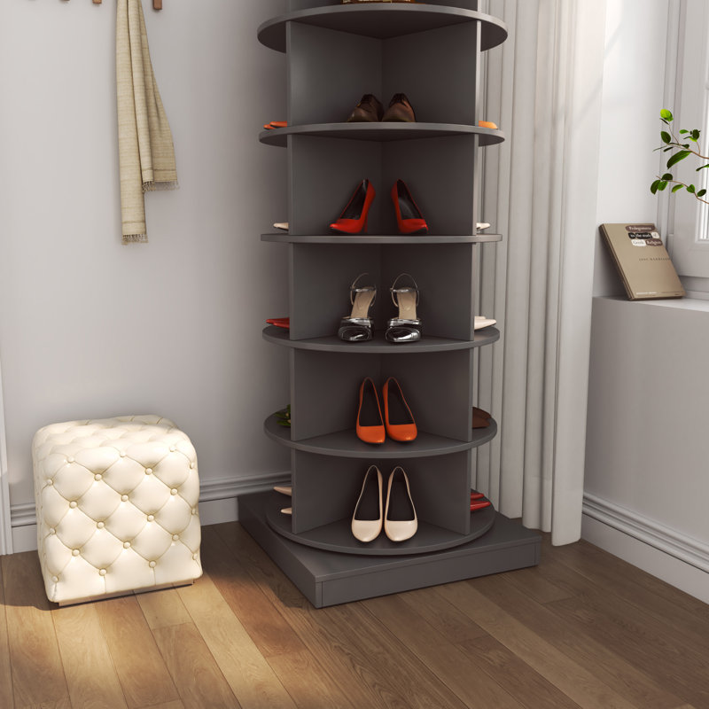 28 Pair Shoe Rack, Gray, 56.14" H x 24" W x 24" D