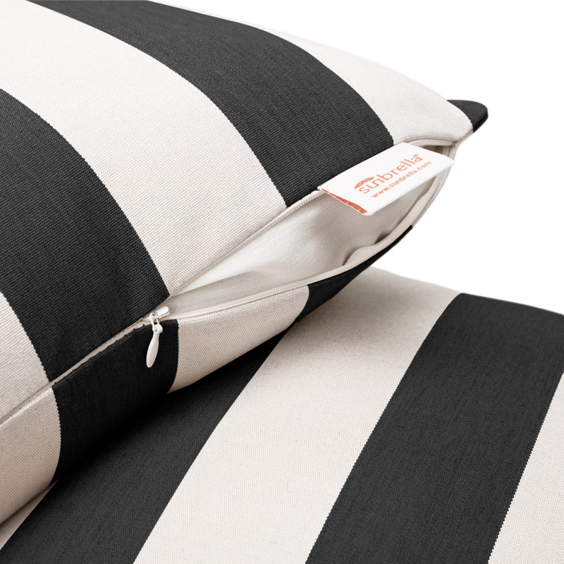 Housse de coussin intérieur / extérieur Sunbrella, Noir / blanc, 20 po x 20 po