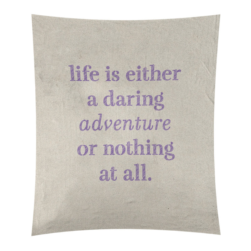 Tapisserie en polyester "life quote" adventure, H 60 po x l 51 po, Blanc / mauve