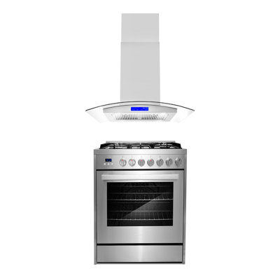 2 Piece Kitchen Package With 30" Freestanding Gas Range 30" Island Range Hood