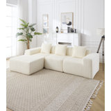 Donne Modern Minimalist Modular Sectional Sofa, L-Shape Upholstered Cloud Couch With Deep Seats, Right Facing Chaise For Living Room