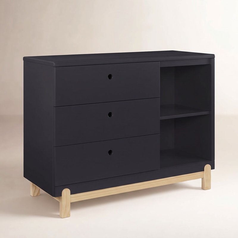 Commode à 3 tiroirs avec cubes Delta, Gris minuit / naturel