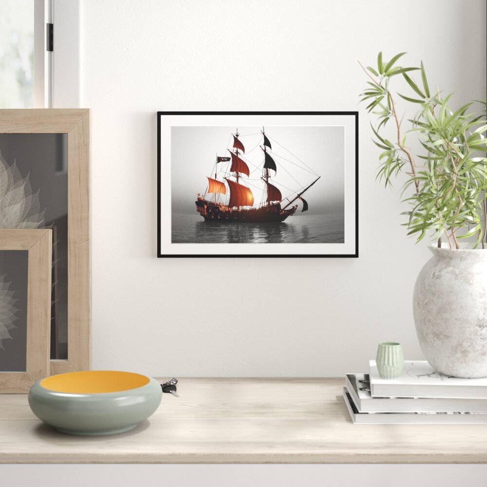 Gerahmtes Poster Gewaltiges Segelschiff