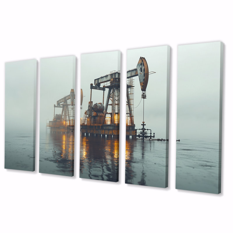 Gris, jaune, hiver, carburant, Futures, installation sur toile, H 28 po x l 60 po