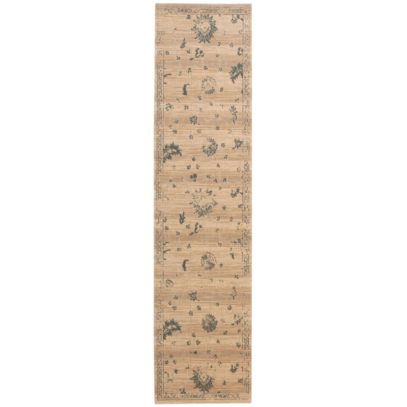 Tapis en laine/beige en soie Eidelweiss, Tapis de couloir : 2 pi 5 po x 10 pi