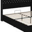 Lit plateforme à oreilles à haut dossier avec design capitonné, garniture de rivet, tablette de rangement pour tête de lit, connectivité USB et veilleuse-239679215