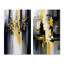 Art mural noir et jaune géométrique, ensemble de 2 pièces sur toile - abstrait géométrique noir et jaune III-2053216327-2053216325