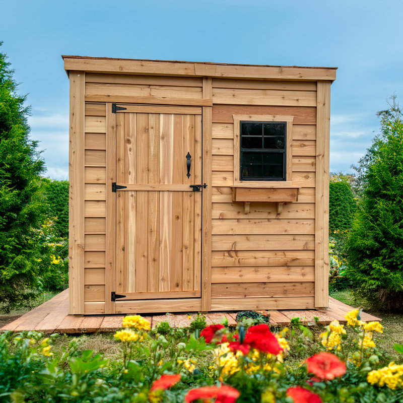 8 ft. W x 4 ft. D Single Door Cedar Wood Storage Shed