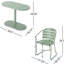 Bistro élégant pour jardin, terrasse et cour arrière - Structure en fer, bleu sarcelle mat, 2 chaises et table ovale pour usage extérieur.