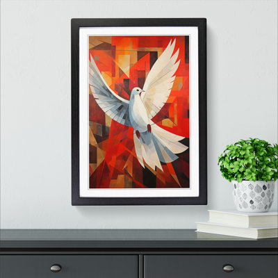 Dove Bird Constructivism - Single Picture Frame Print on Wood