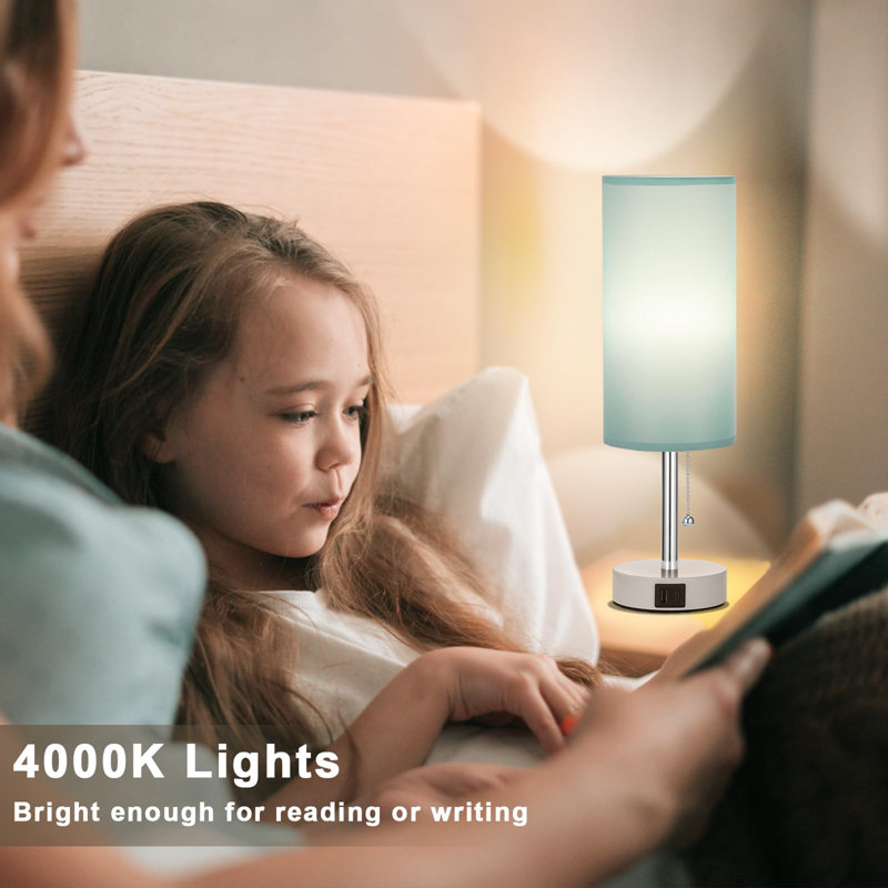Lampe de table pour la chambre à coucher avec 3 modes de couleur, Blanc, Vert