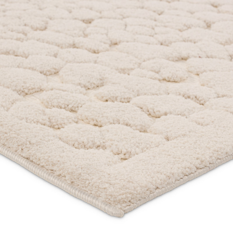 Tapis rectangulaire rectangulaire tissé à la machine en polyester / chenille crème, Rectangle 9 pi 2 po x 11 pi 9 po
