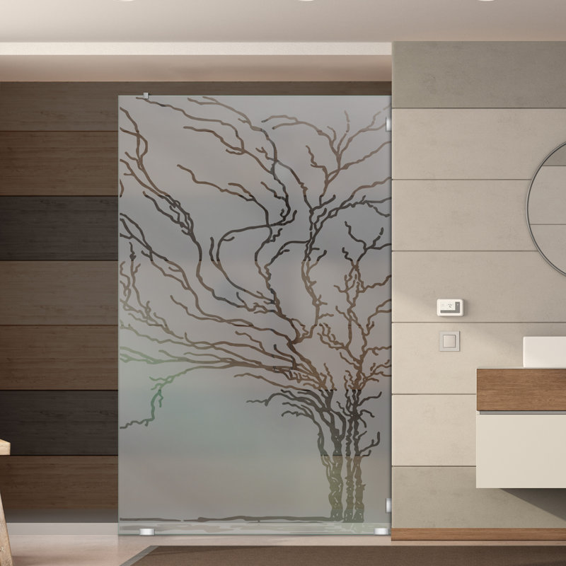 Écran en verre trempé givré l 27 1/2 po x H 75 po pour douche à l'italienne et rénovation de douche