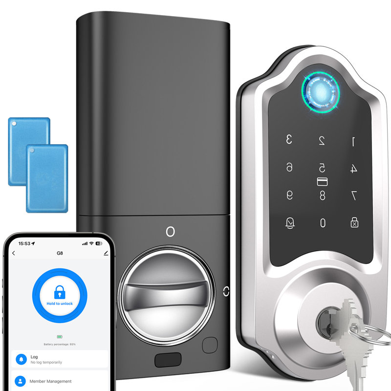 Smart Locks for Front Door, Built-in WiFi Deadbolt, App Remote Control, Touchscreen Keypad, 8 Months Battery, Chrome