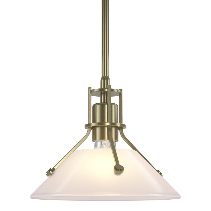 Henry 1 - Light Single Cone Pendant, Frosted Glass, Modern Brass