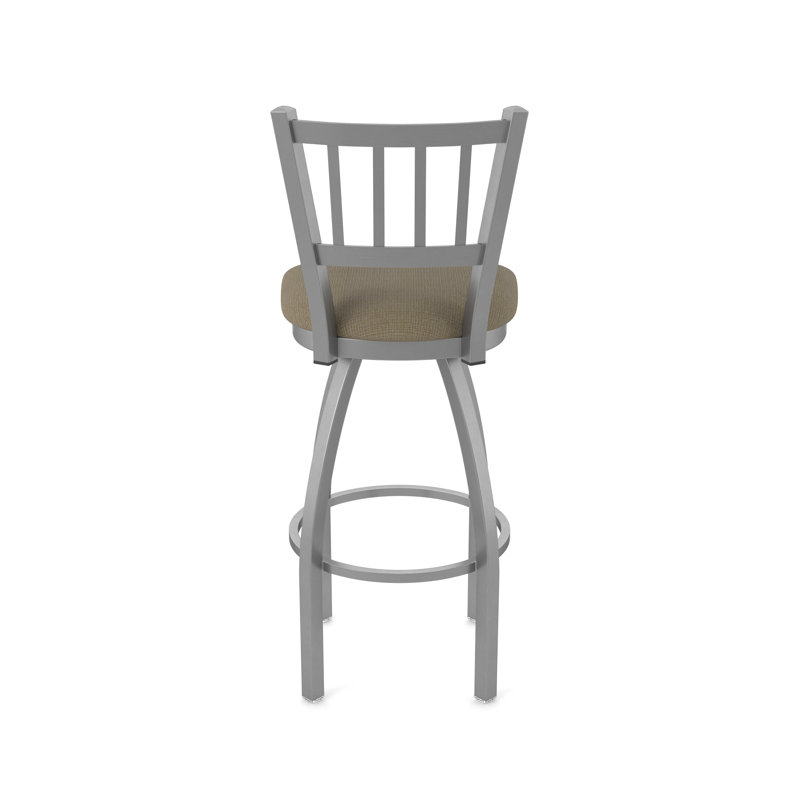 Tabouret pivotant 810 Contessa, Tissu liège graphique, Acier inoxydable, Tabouret de comptoir (siège d'une hauteur de 25 p
