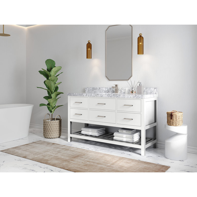 Parker 60'' Single Bathroom Vanity with Top, White