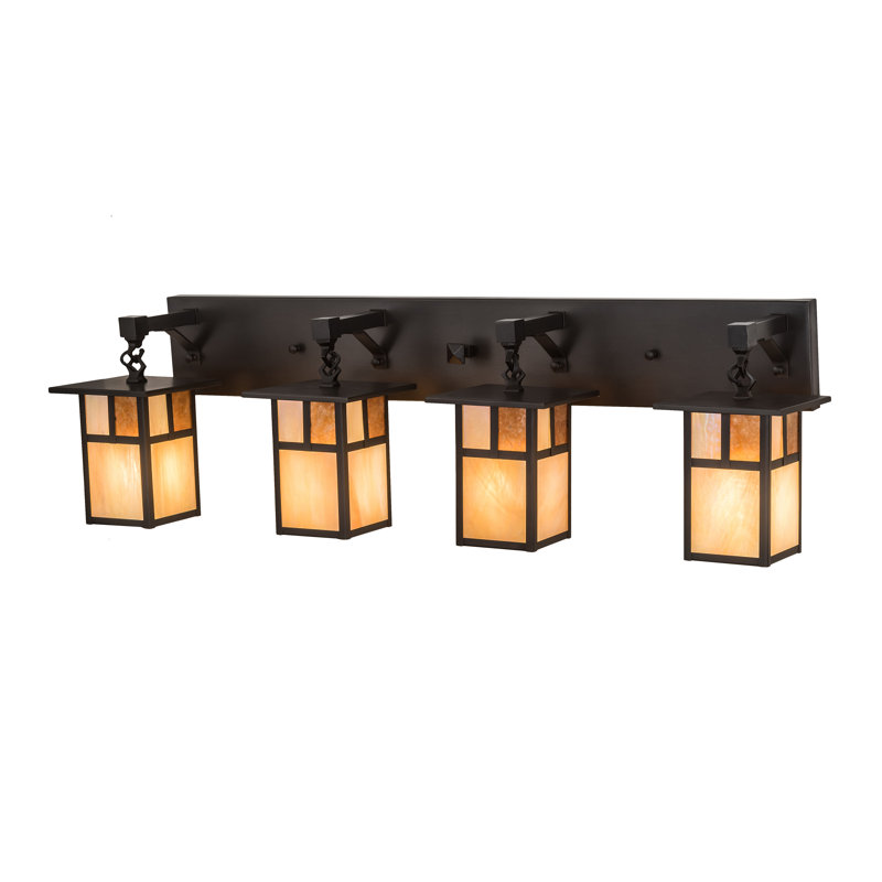 Craftsman Brown 39" Glass 4-Light Dimmable Vanity Light