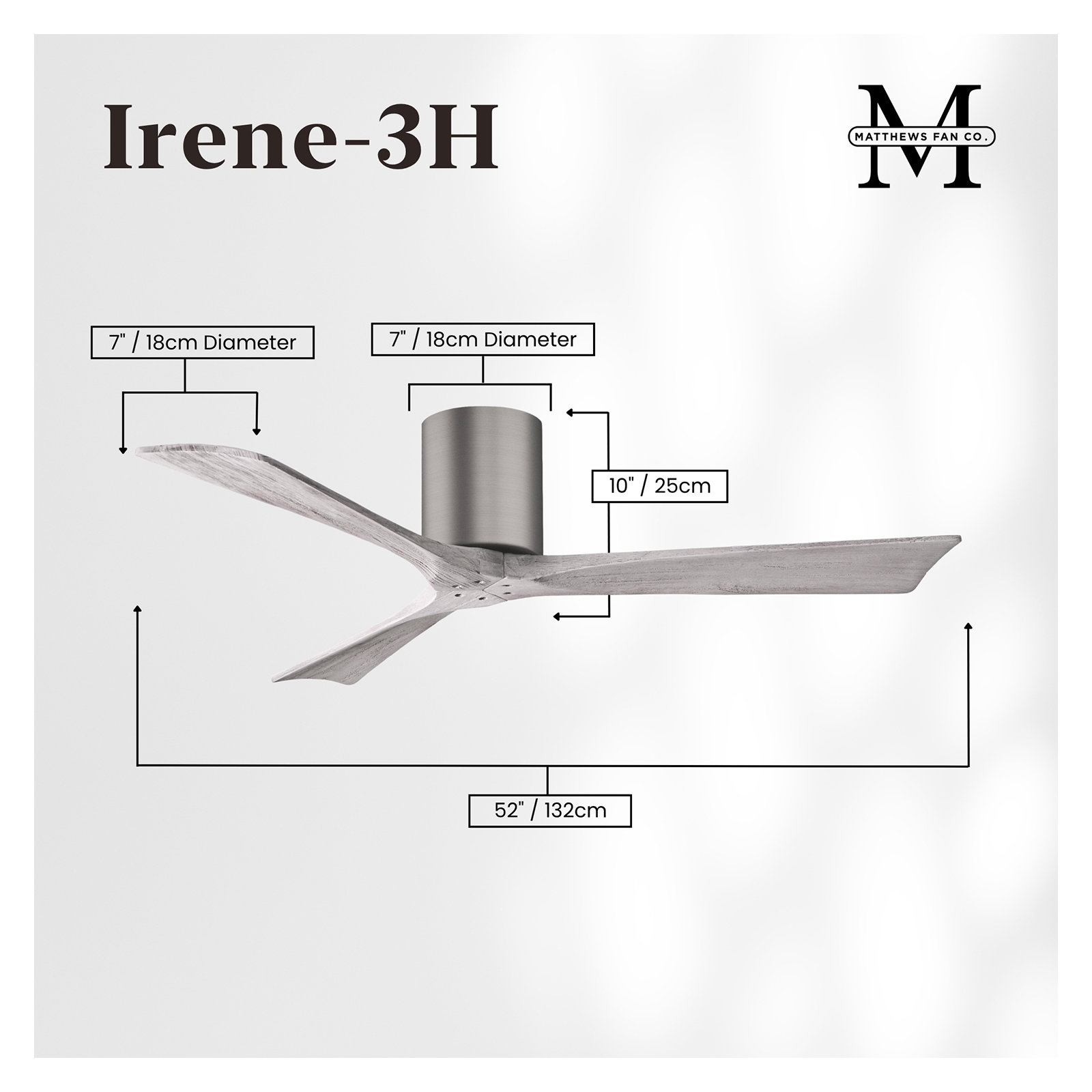 Olivier 3 Blade Ceiling Fan, Barn Wood Tone, Brushed Pewter, 52"