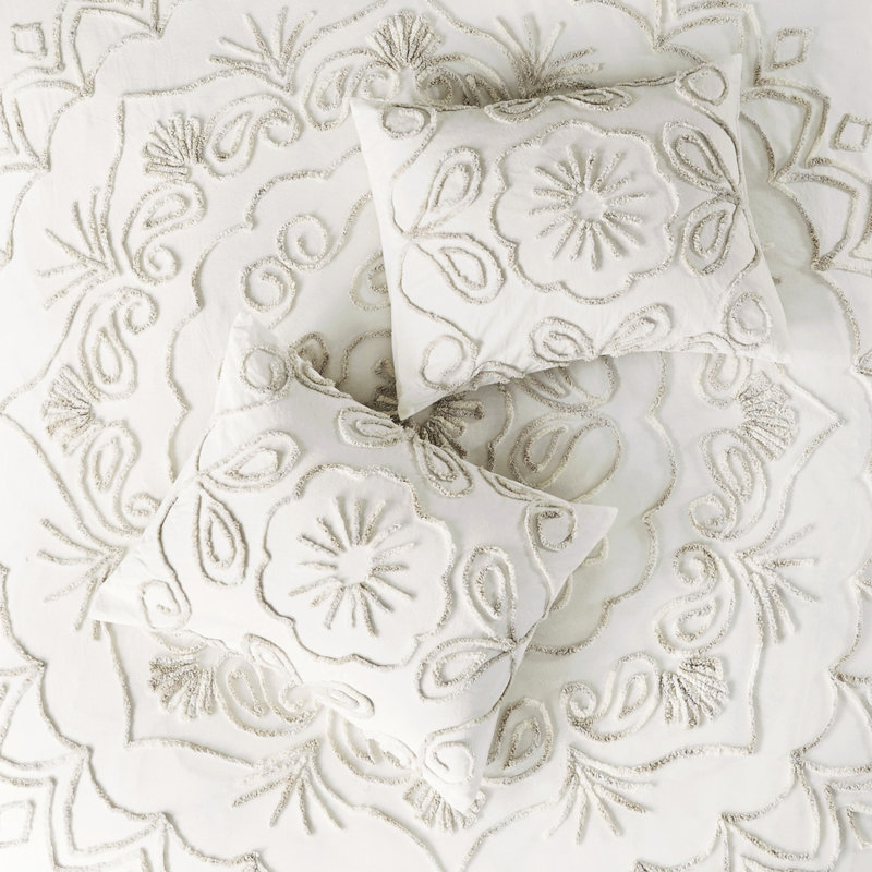 3 pièces édredon en chenille de coton double / grand / taupe Unique Calm