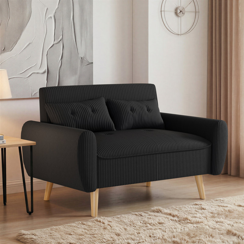 Julizza 49" Upholstered Sofa Loveseat, Black